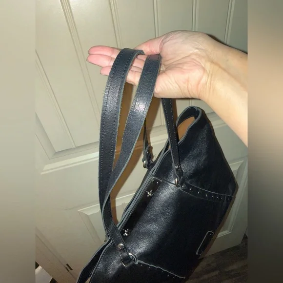 Patricia Nash Benvenuto Vintage Black Studded Grain Leather XL Tote Bag - Picture 6 of 8